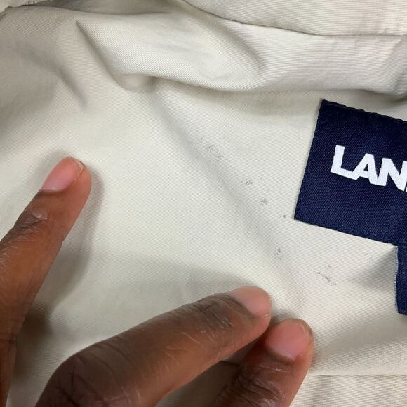 Lands End Mens Bomber Flight Jacket Beige Tan Zip Up Packable Hood Outerwear XXL - Picture 12 of 12